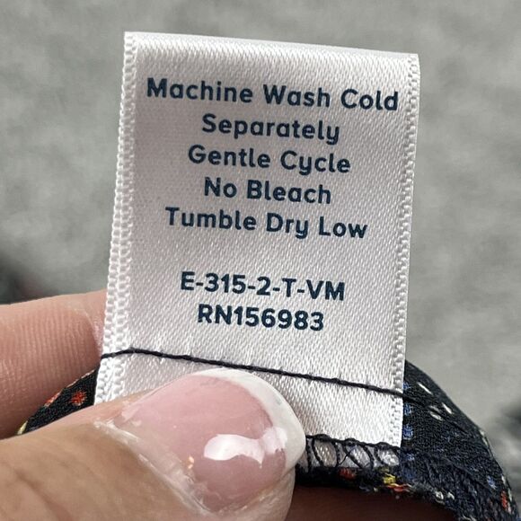 Allison Joy Blouse Womens Small Black White Boho Geometric Mixed Print Top USA - Picture 8 of 9